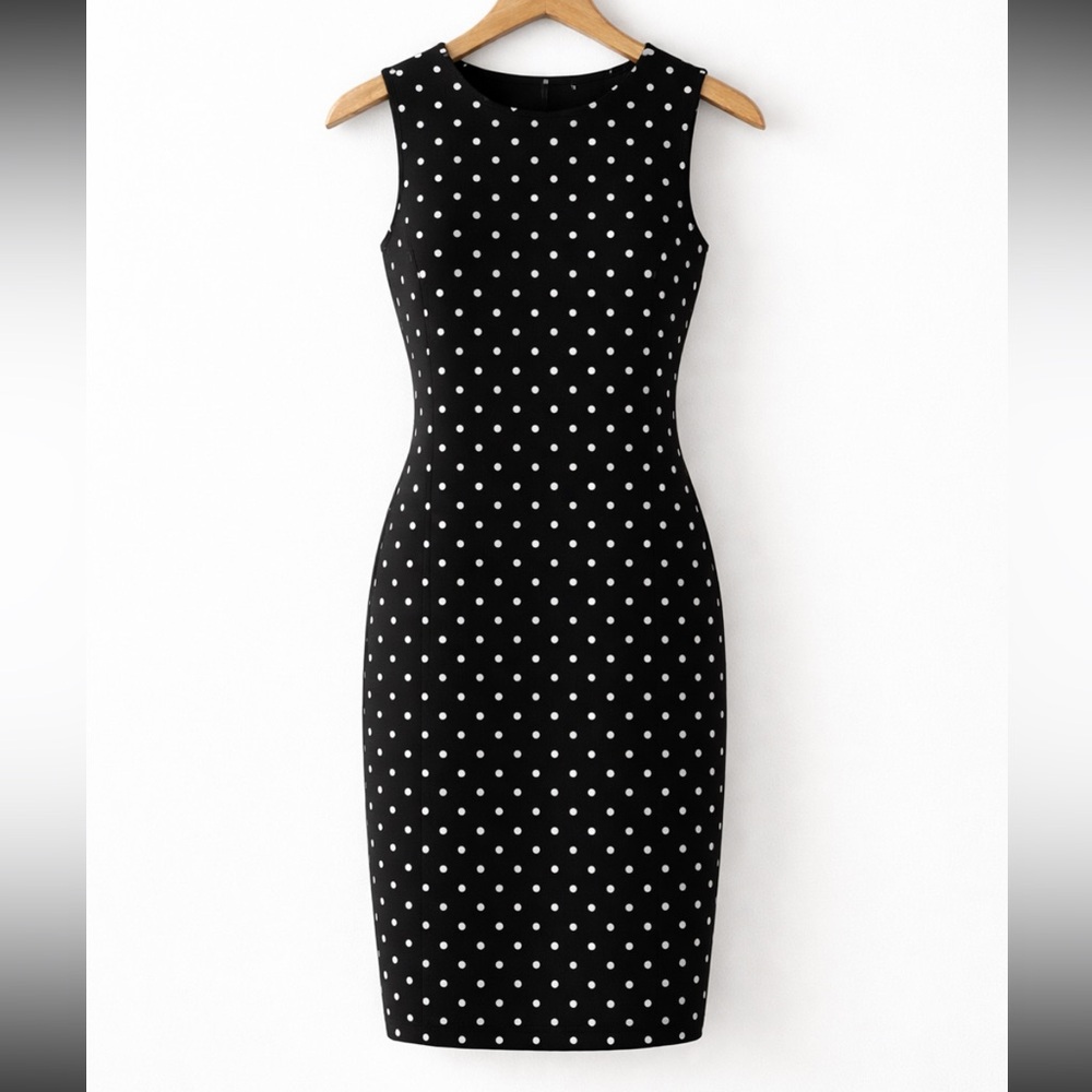 Elegant Black Polka Dot Dress Size 6